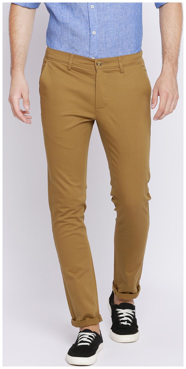 

BASICS Men Brown Solid Tapered fit Regular trousers