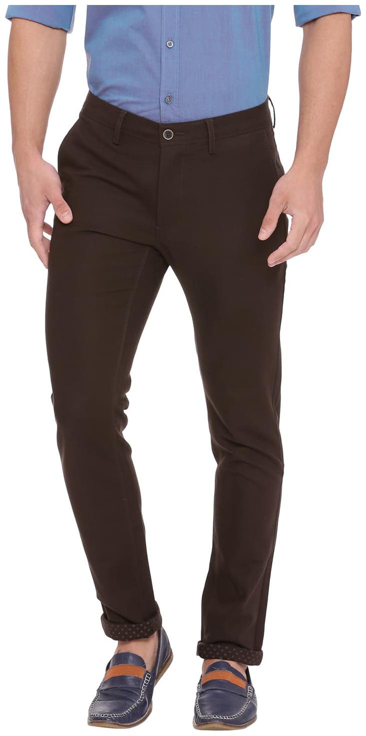 

BASICS Men Brown Solid Tapered fit Regular trousers