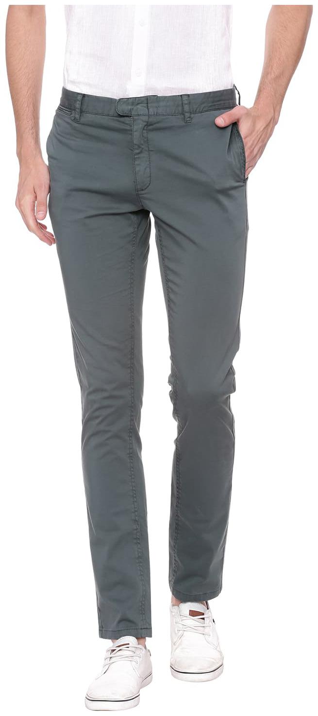 

BASICS Men Green Solid Tapered fit Regular trousers