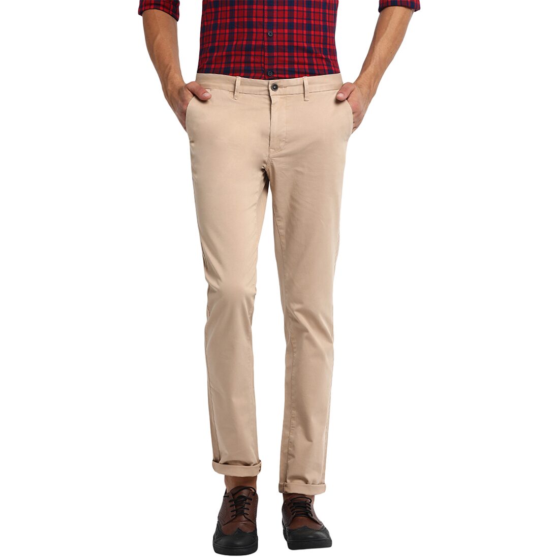 

BASICS Men Brown Solid Tapered fit Regular trousers