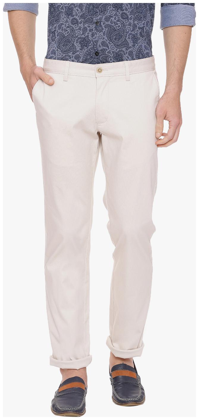 

BASICS Men White Solid Tapered fit Regular trousers