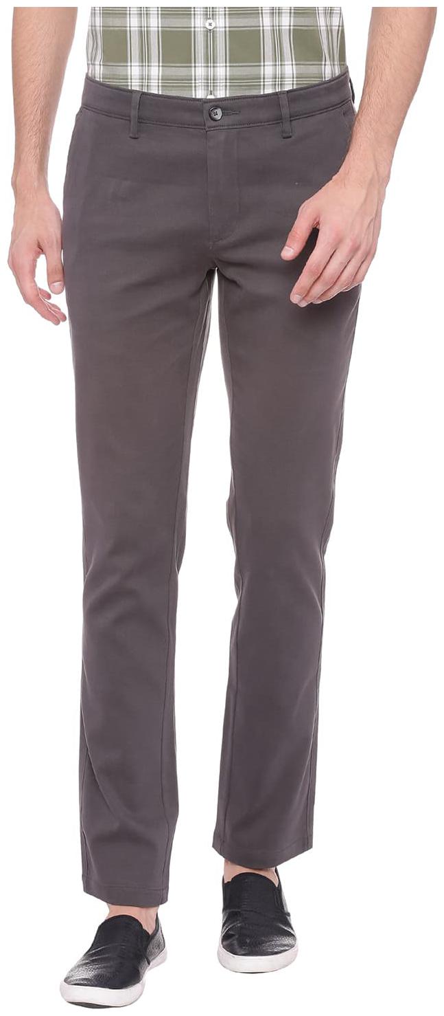 

BASICS Men Grey Solid Tapered fit Regular trousers
