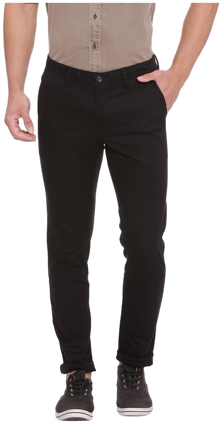 

BASICS Men Black Solid Tapered fit Regular trousers