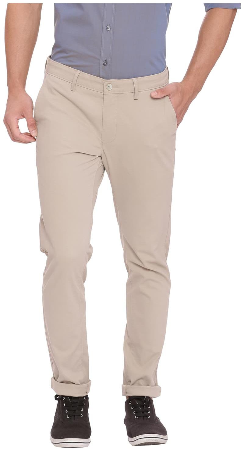 

BASICS Men Grey Solid Tapered fit Regular trousers