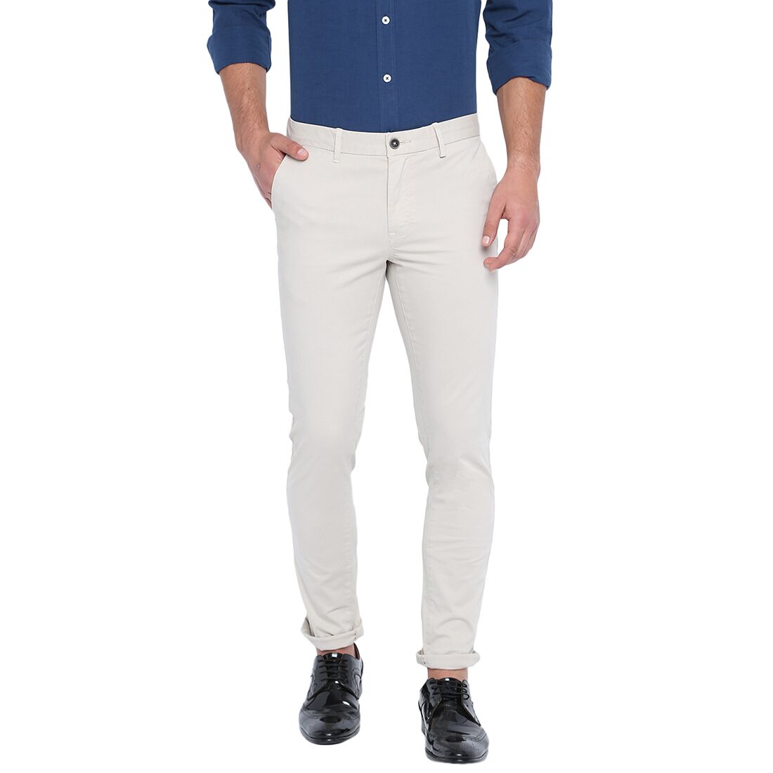 

BASICS Men Beige Solid Tapered fit Regular trousers