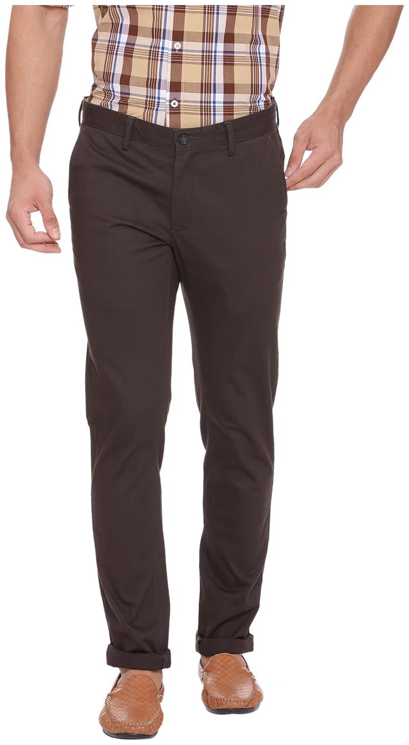 

BASICS Men Brown Solid Tapered fit Regular trousers