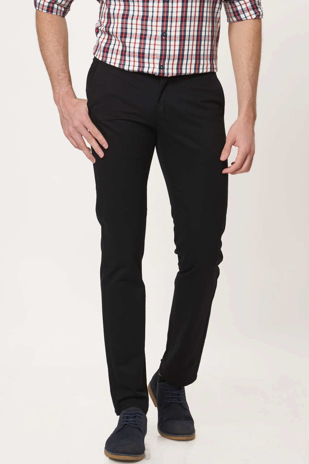 Buy BASICS Men Black Solid Tapered fit Regular trousers Online at Low ...
