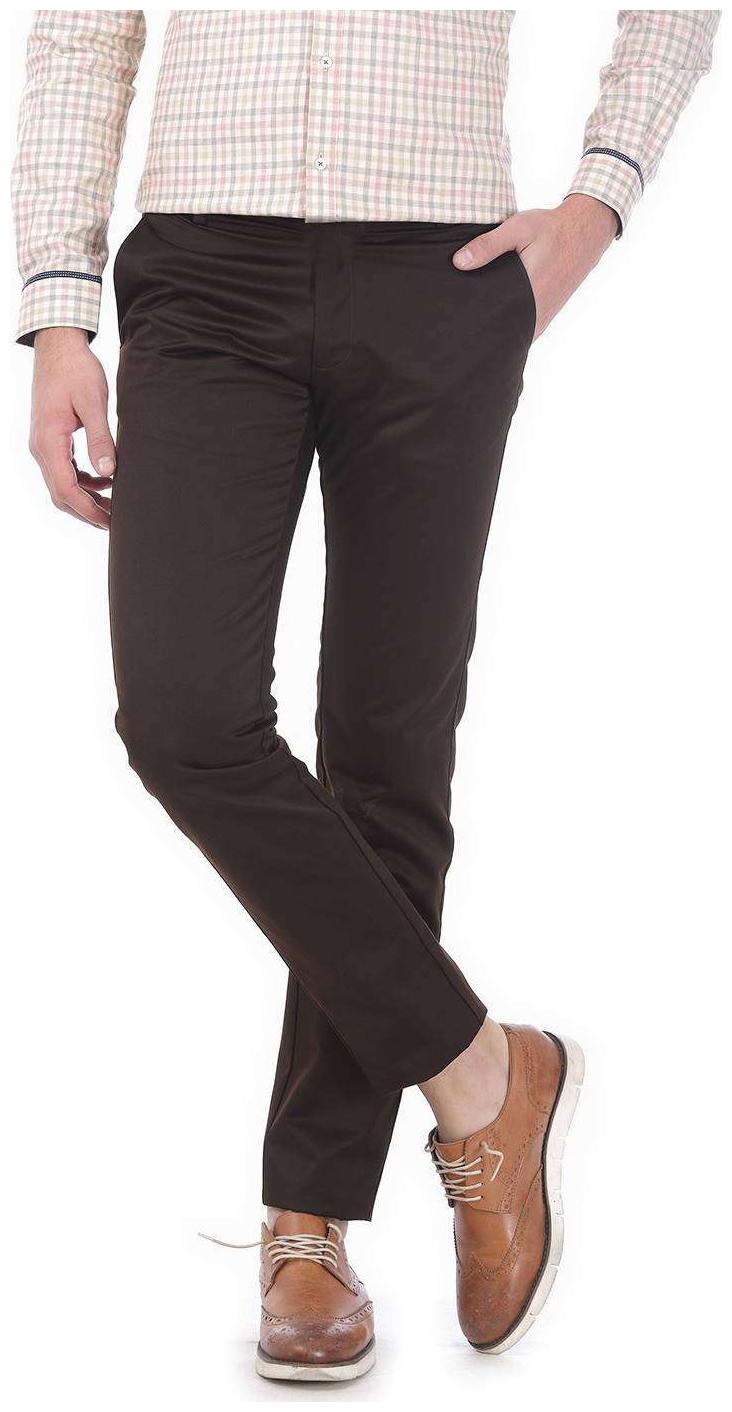 

BASICS Men Brown Solid Tapered fit Regular trousers
