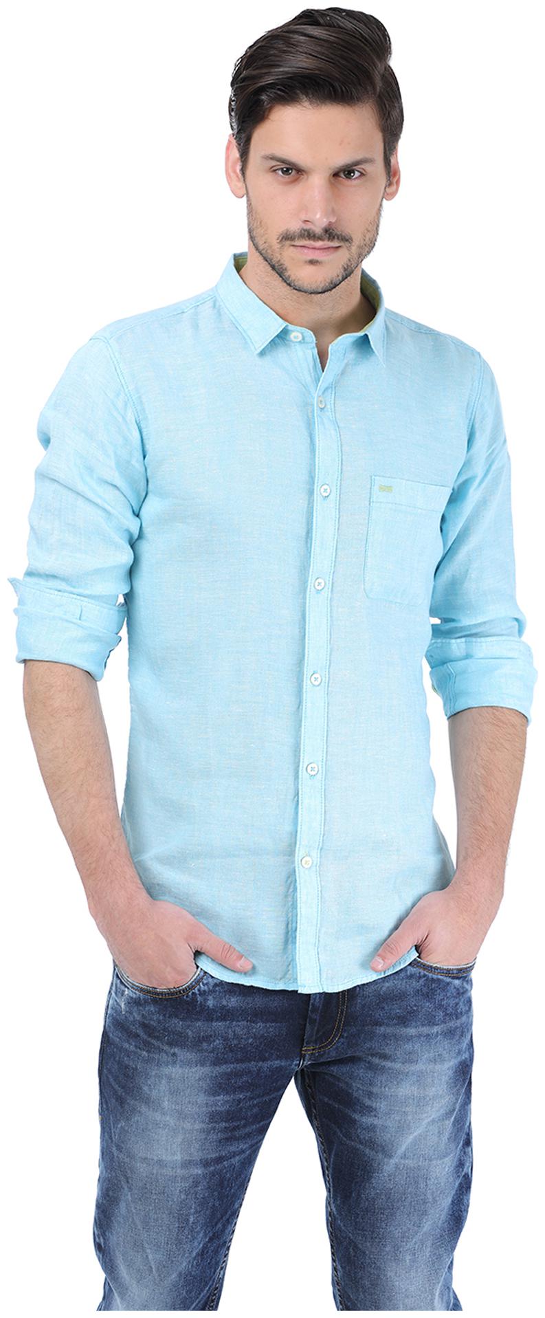 

BASICS Men Blue Solid Slim Fit Casual Shirt