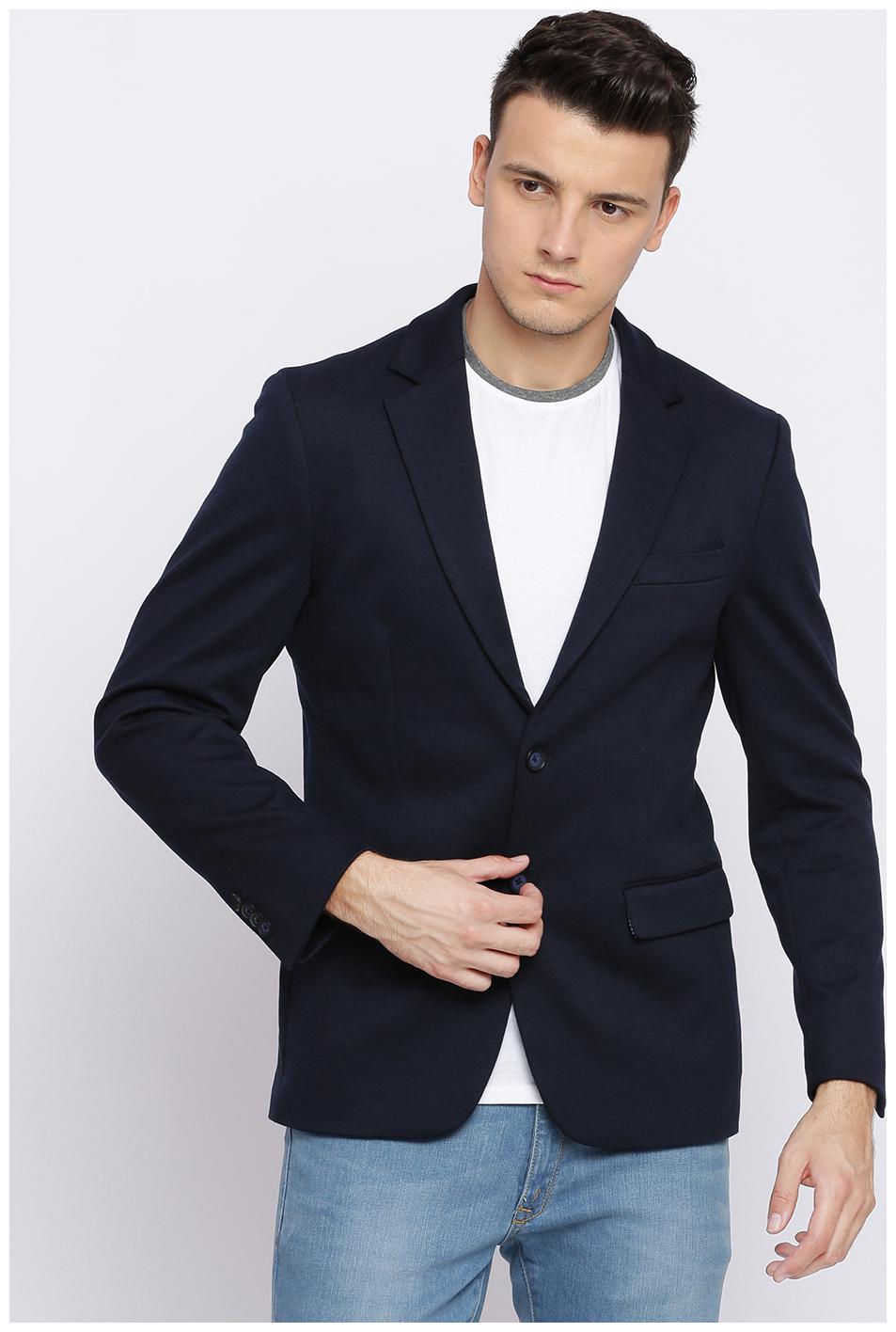 

BASICS Men Blue Solid Regular fit Single Breasted Blazer
