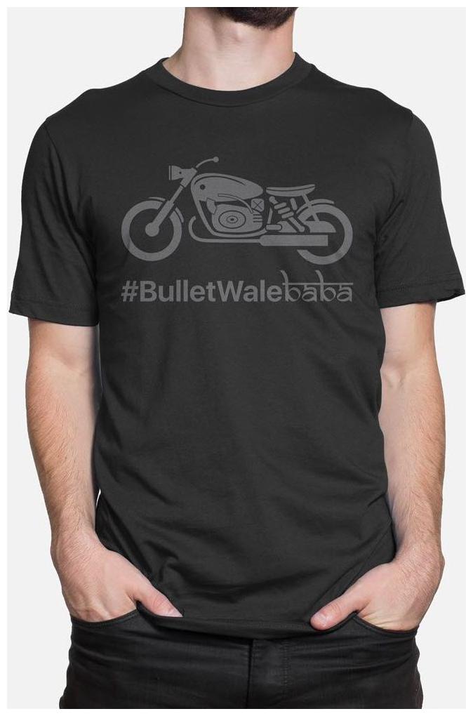

Bazarville Bulletwale Baba Printed Round Neck Half Sleeve T-shirt for Men Size-M