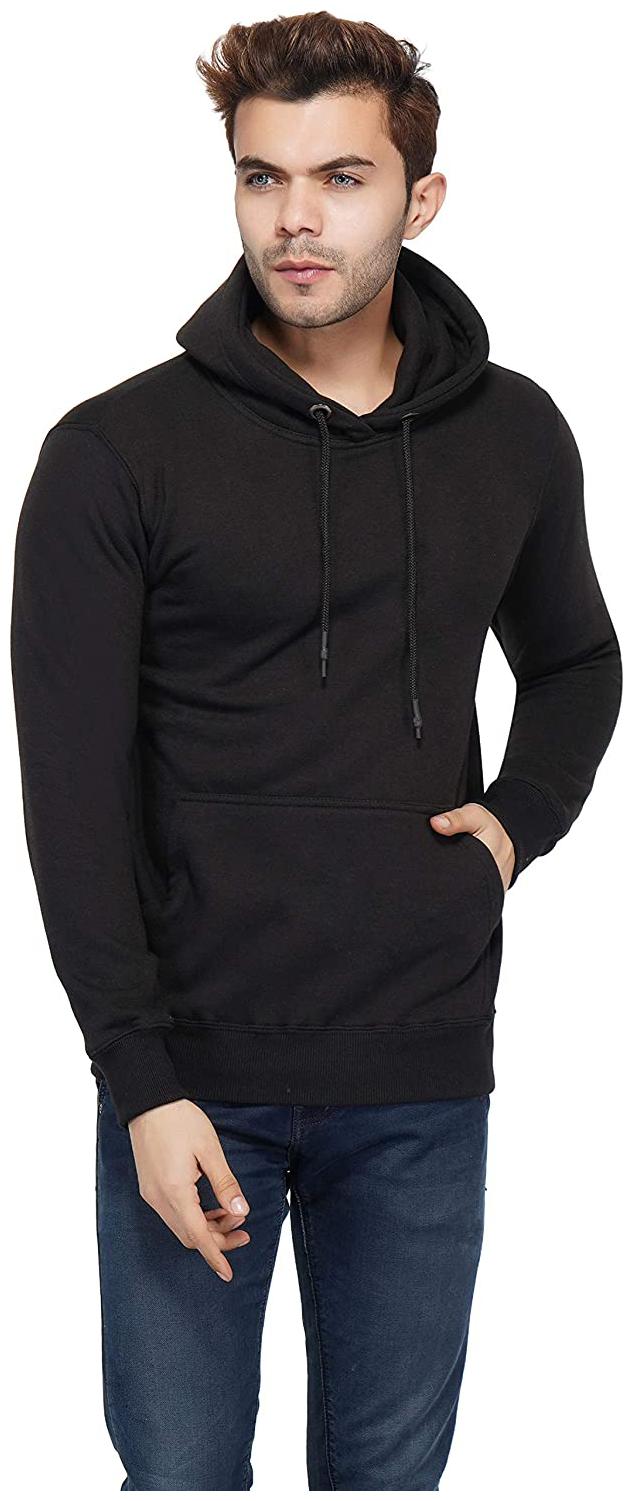 

BAZARVILLE Men Black Hooded Hoodie