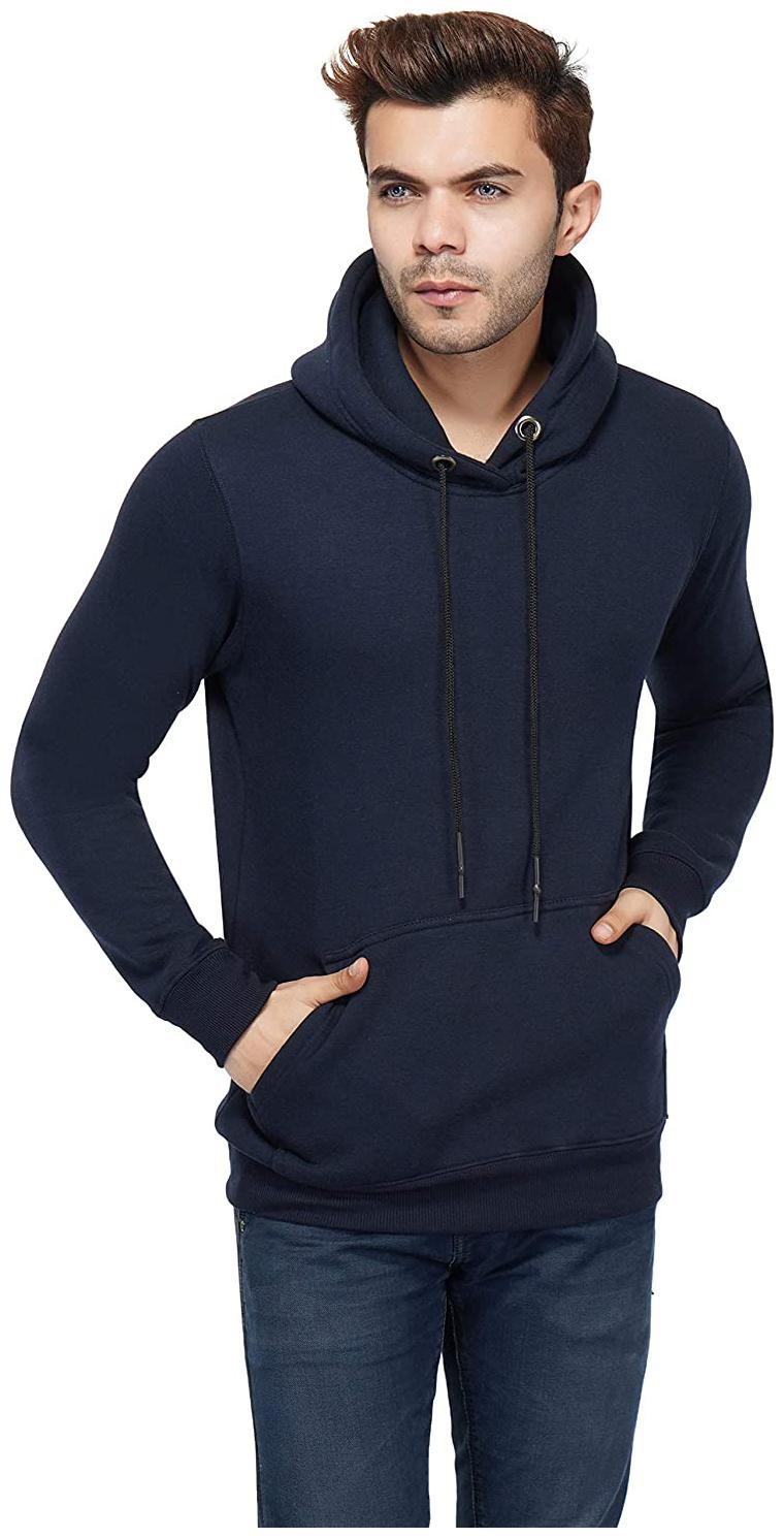 

BAZARVILLE Men Blue Hooded Hoodie