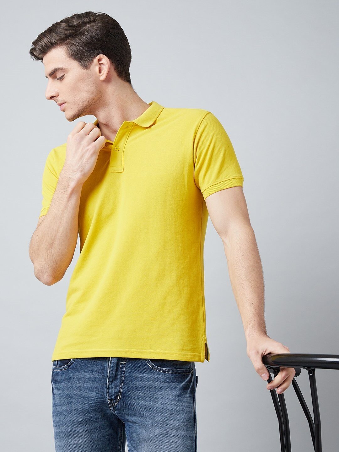 

BAZARVILLE Men Yellow Regular fit Cotton Polo collar T-Shirt - Pack Of 1