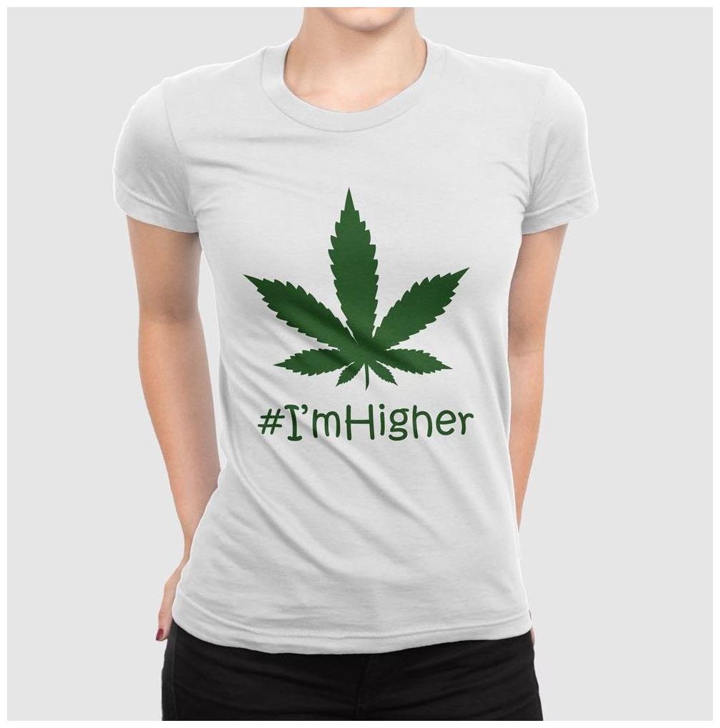 

Bazarville I am Higher Weed Printed Round Neck Half Sleeve T-shirt for Women Size-L