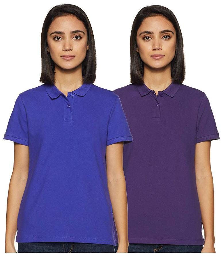 

Bazarville Pack Of 2 Sporty Regular Fit Women Tshirts - Royalblue Purple