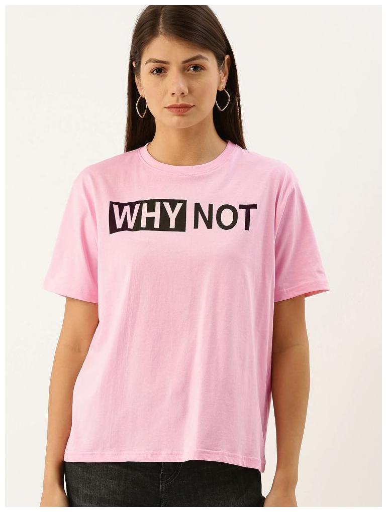 

BAZARVILLE Women Pink Regular fit Round neck Cotton T shirt