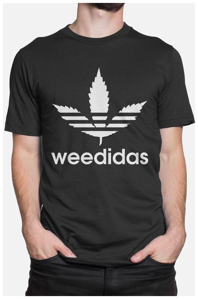 

Bazarville Weedidas Printed Black Round Neck Half Sleeve T-shirt for Men Size-S