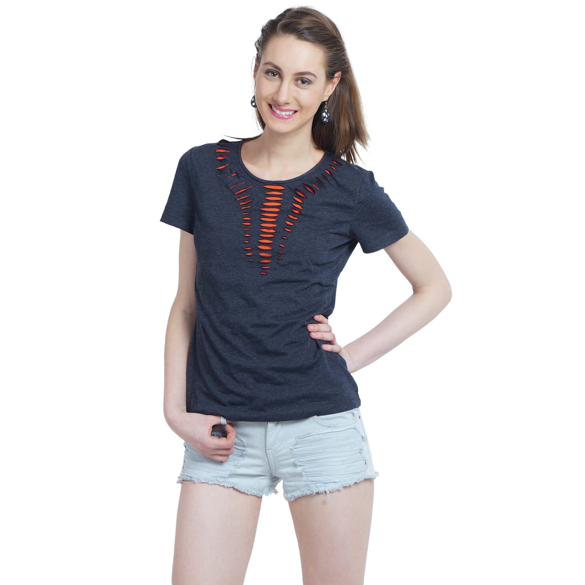 

BAZOO M Women Self design Regular top - Blue