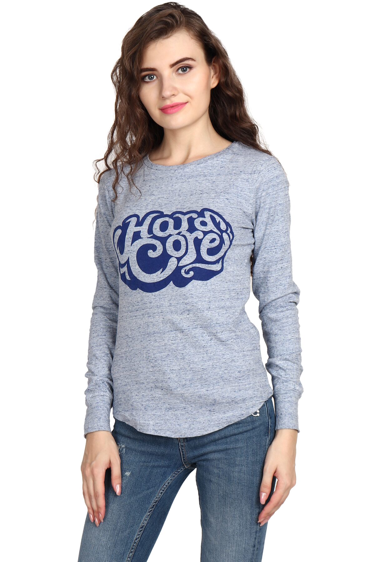 

BAZOO M Women Grey Slim fit Round neck Cotton T shirt