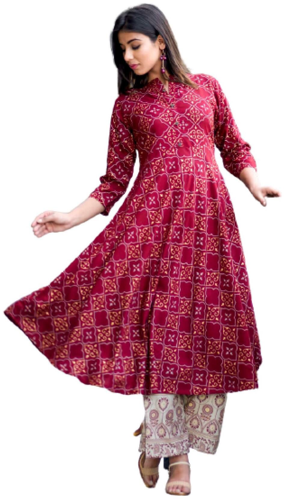 

BBQSTYLE Women Pink Printed Straight Kurta With Palazzo
