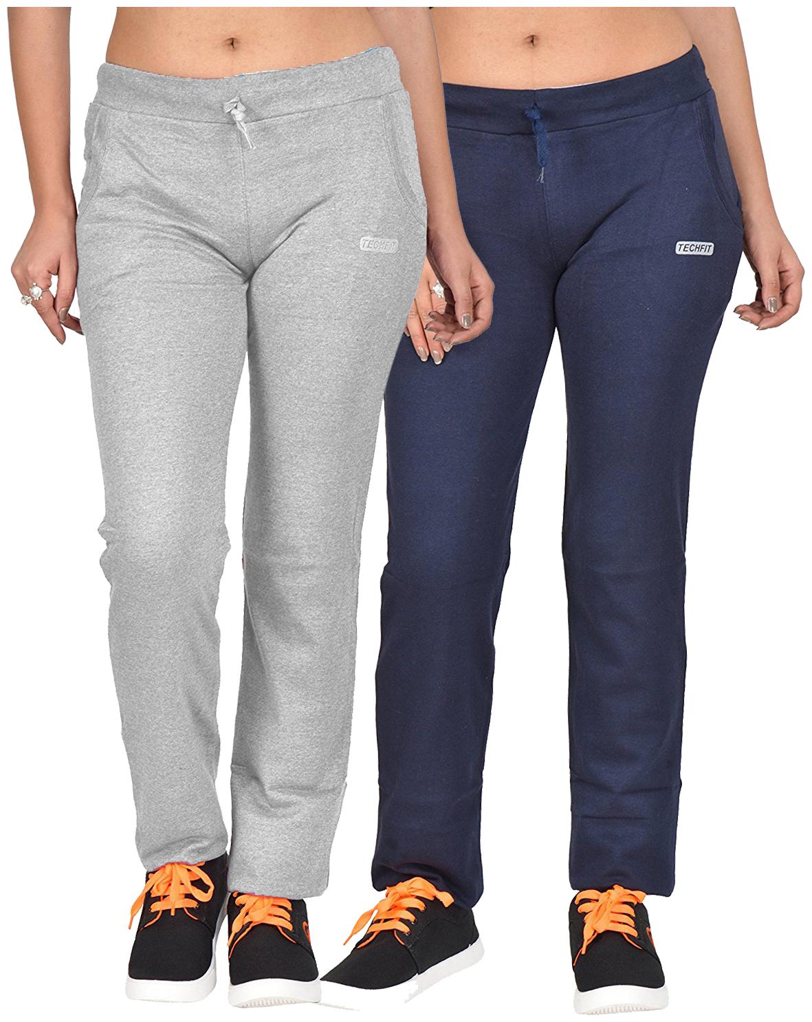 

Be You Women Regular fit Cotton Solid Track pants - Blue Grey