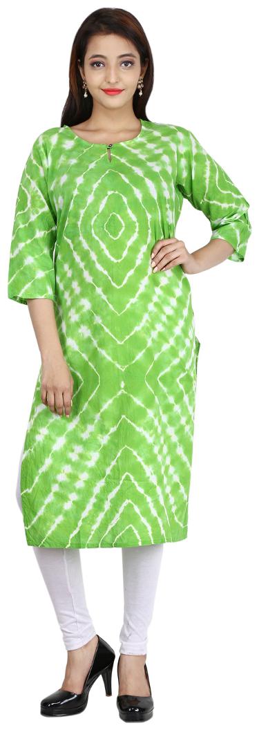 

Be You Women Green Printed Straight Kurti