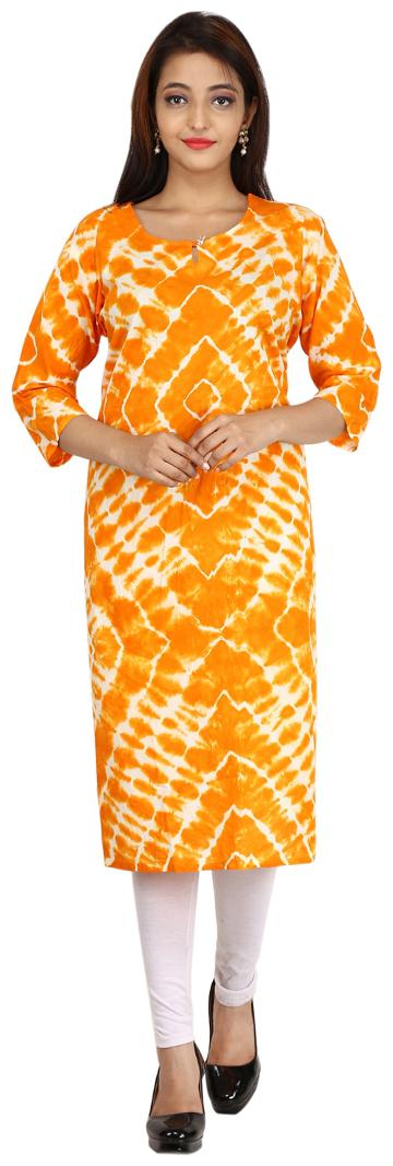 

Be You Women Orange Printed Straight Kurti