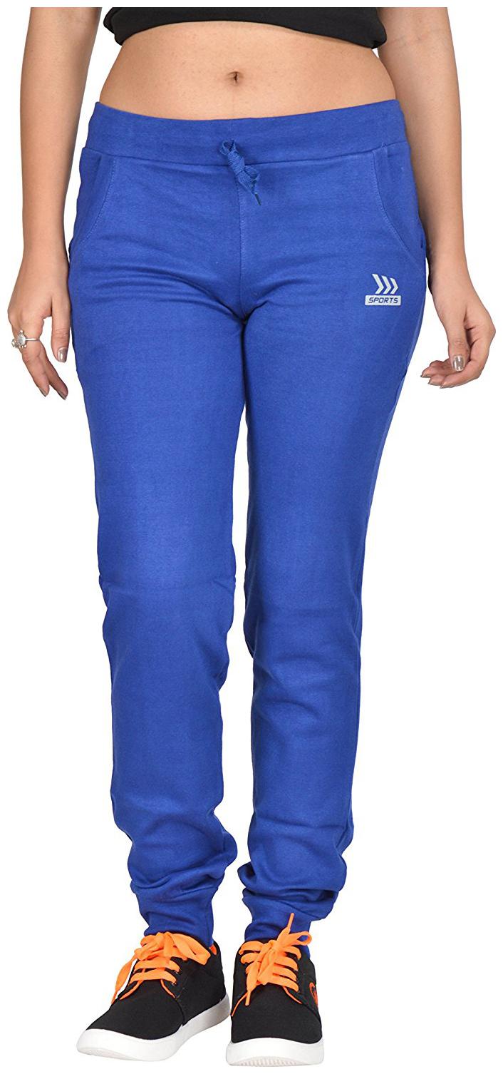 

Be You Women Regular fit Cotton Solid Track pants - Blue