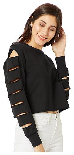 

Miss Chase Women Solid Sweatshirt - Black