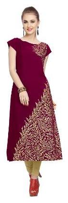 

Beamish Dark Pink Colour Foil Print Crepe Kurti