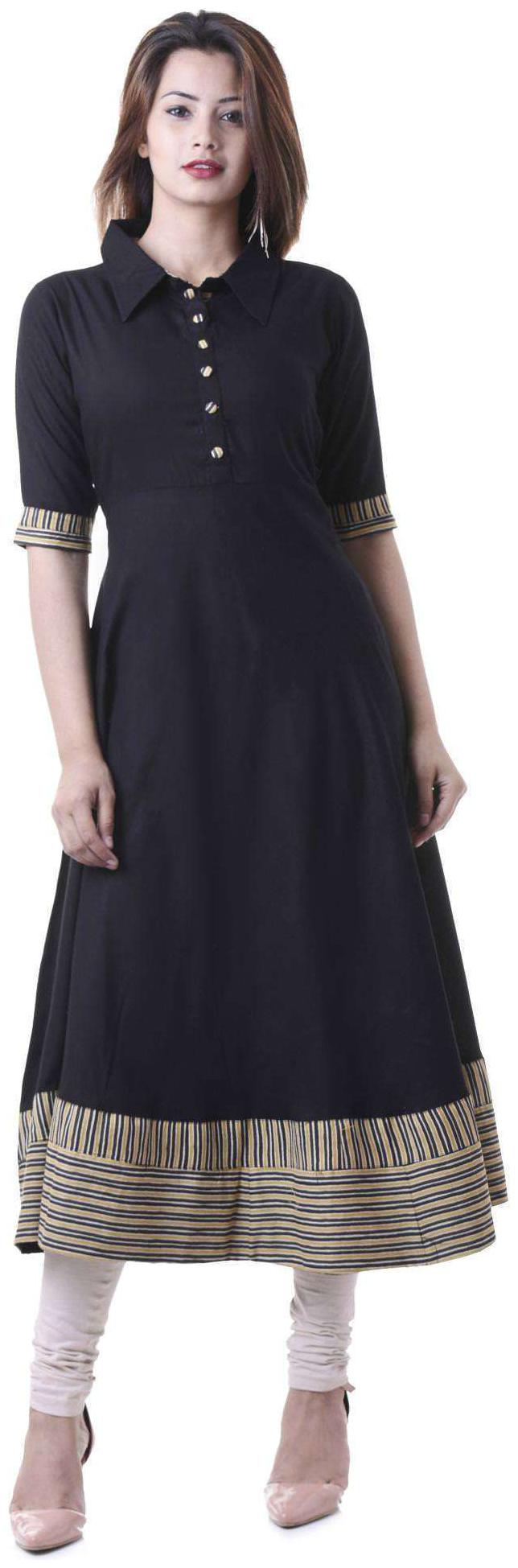 

Yash Gallery Women Black Printed Anarkali Kurta