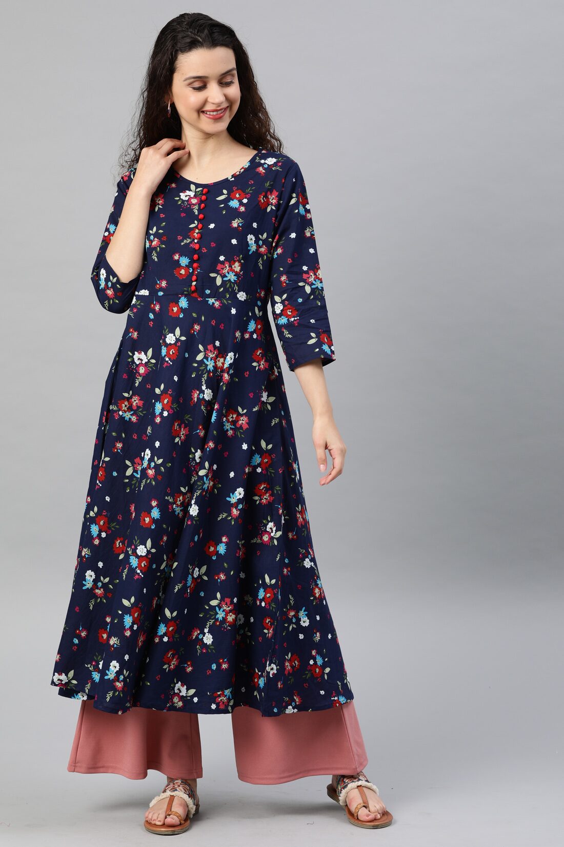 

Yash Gallery Women Blue Floral Anarkali Kurta