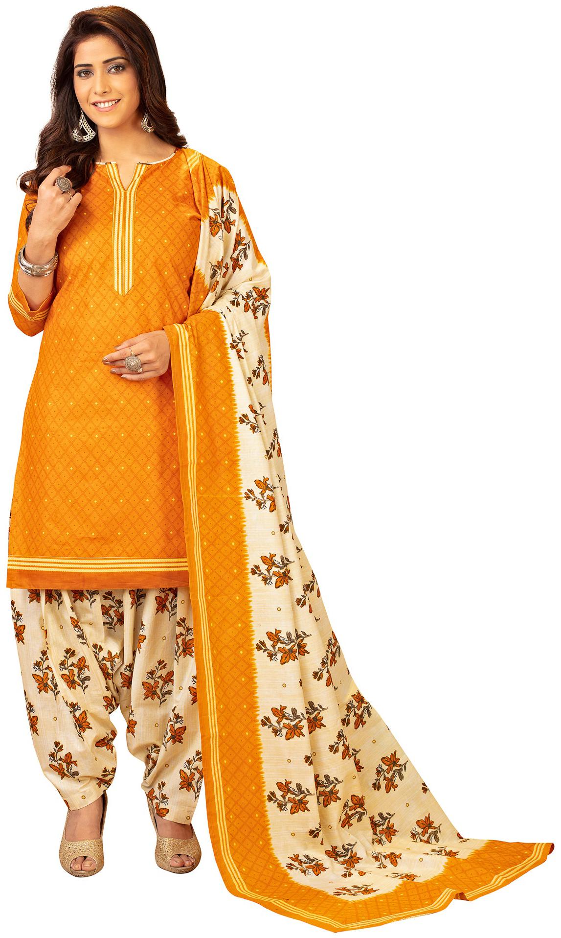 

Beauty Brich Fashion Yellow Unstitched Kurta with bottom dupatta With dupatta Dress Material