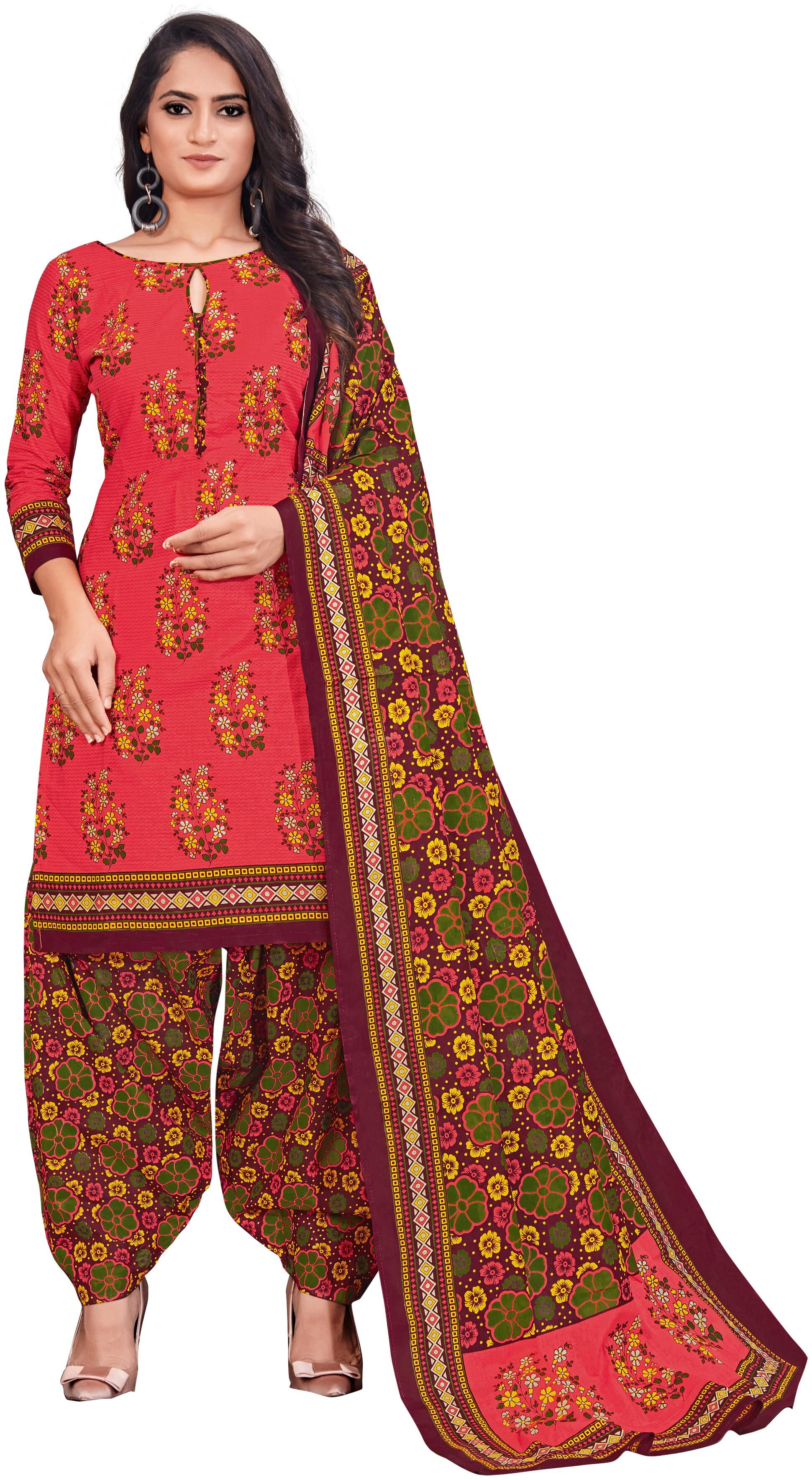 

Beauty Brich Fashion Orange Unstitched Kurta with bottom dupatta With dupatta Dress Material