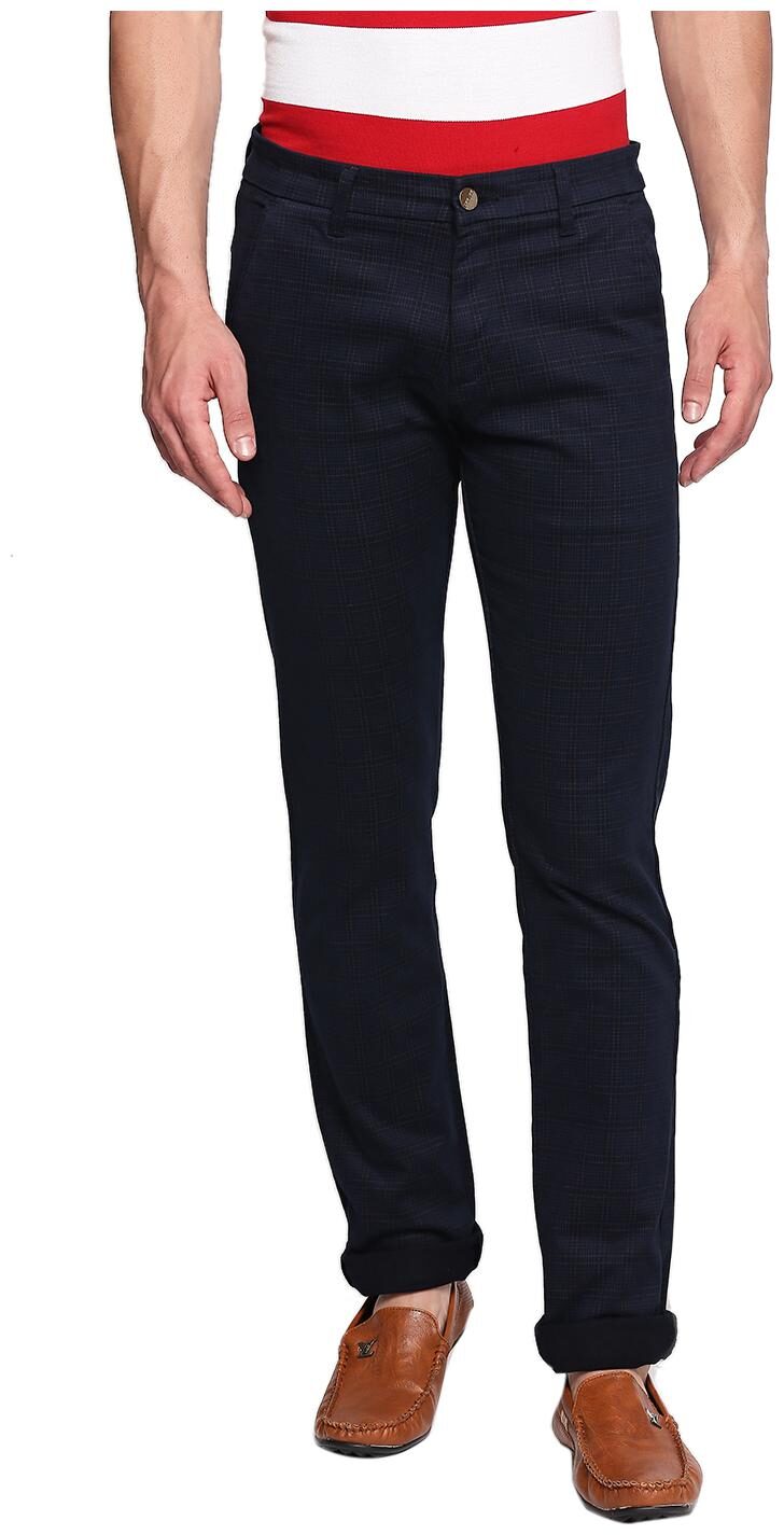 

Beevee Cotton Blend Checked Casual Trouser Blue