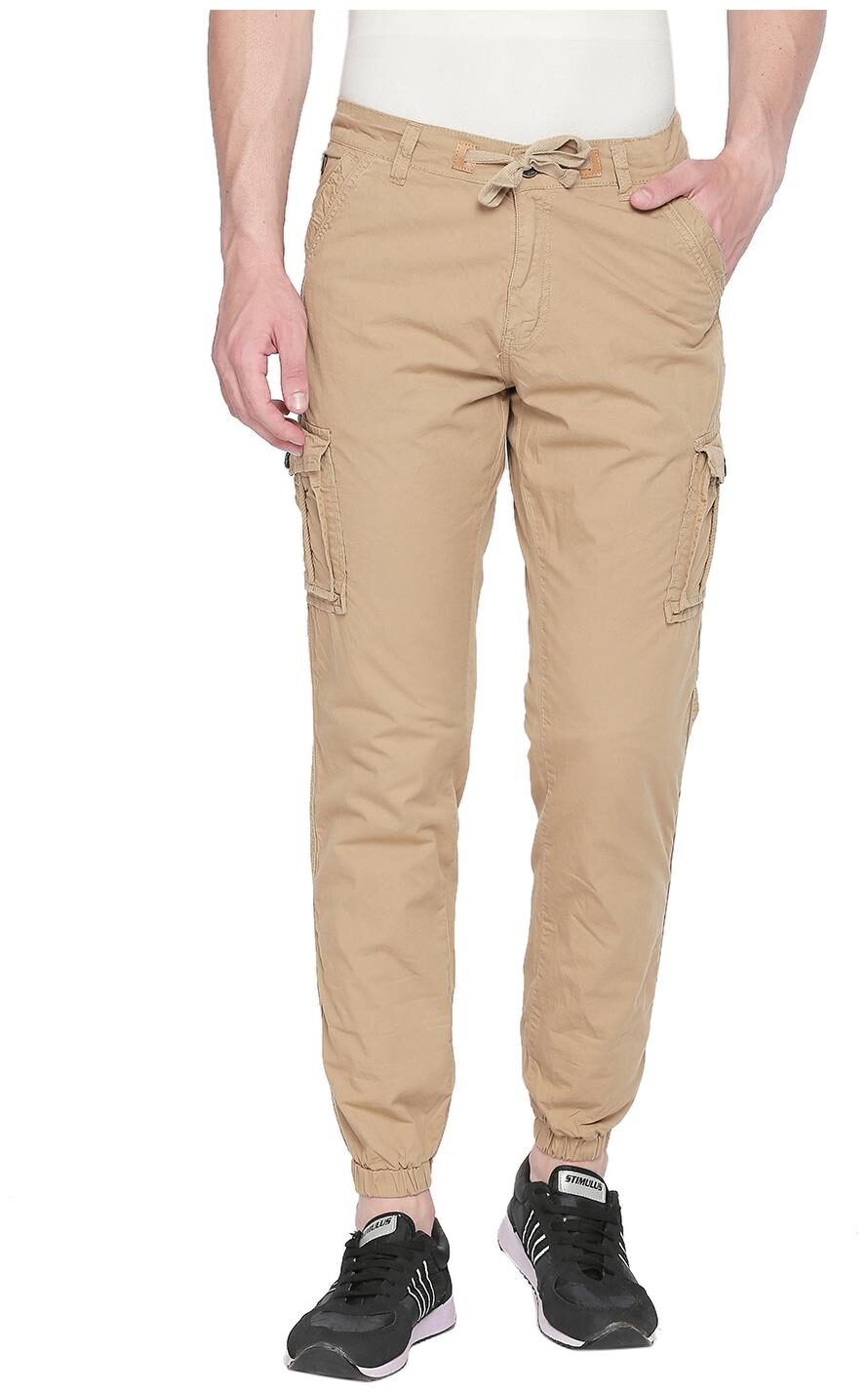 

Beevee Men Beige Solid Regular fit Wrinkle free Joggers