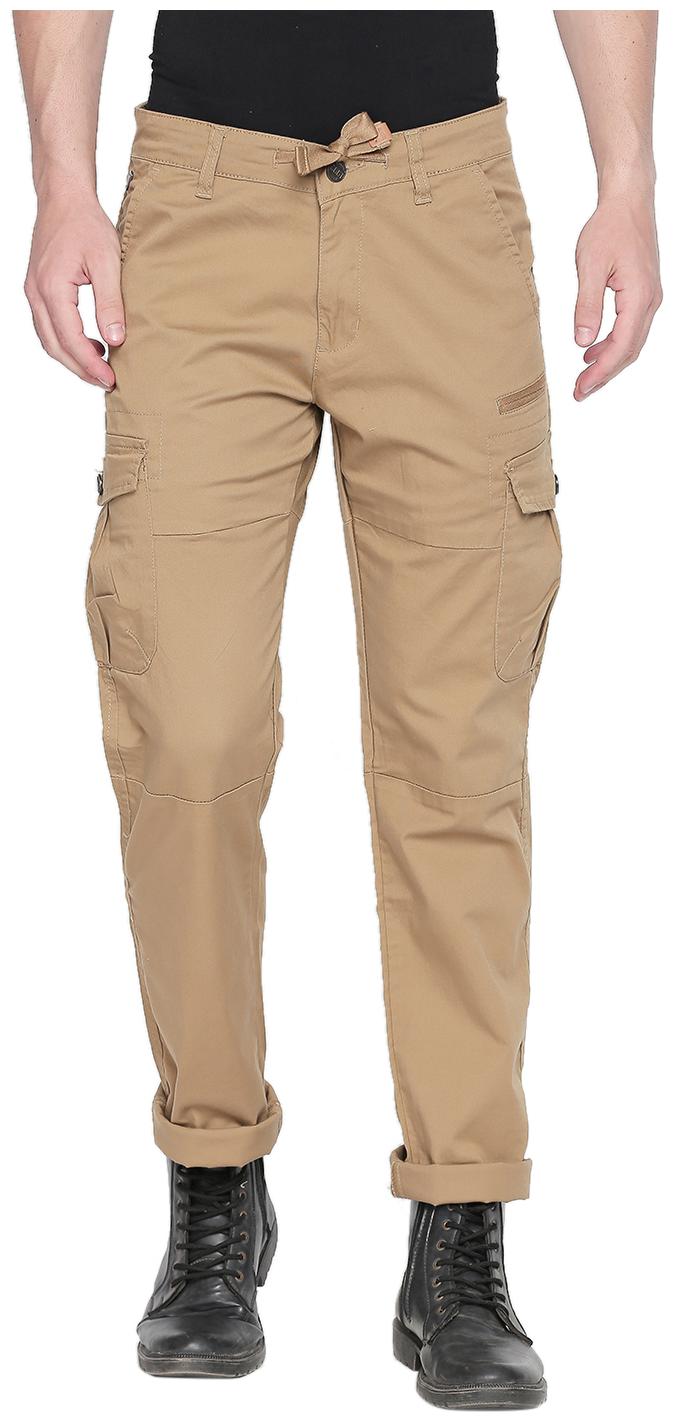 

Beevee Men Cotton Blend Solid Casual Trouser Beige