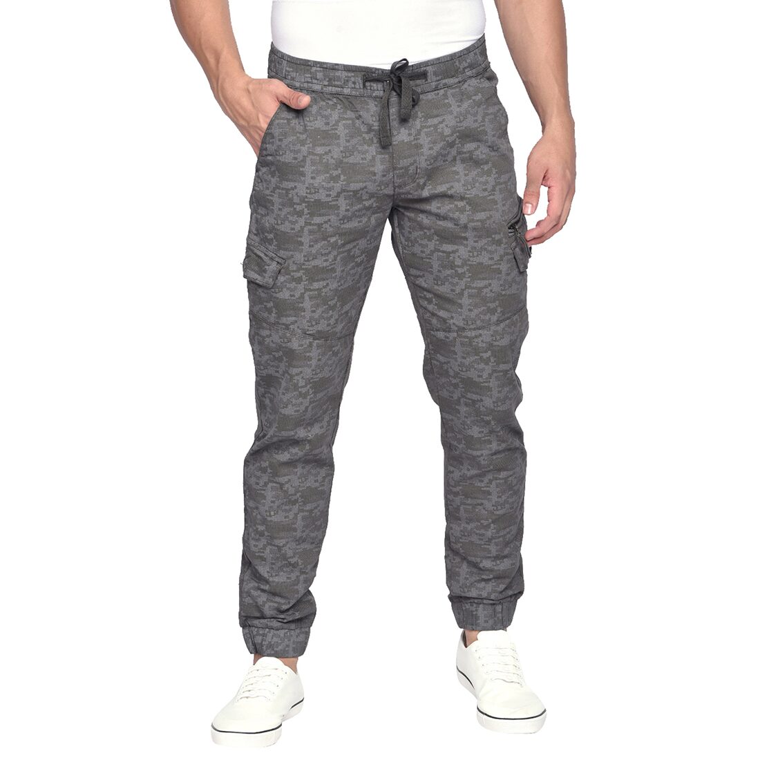 

Beevee Men Grey Printed Regular fit Cargos