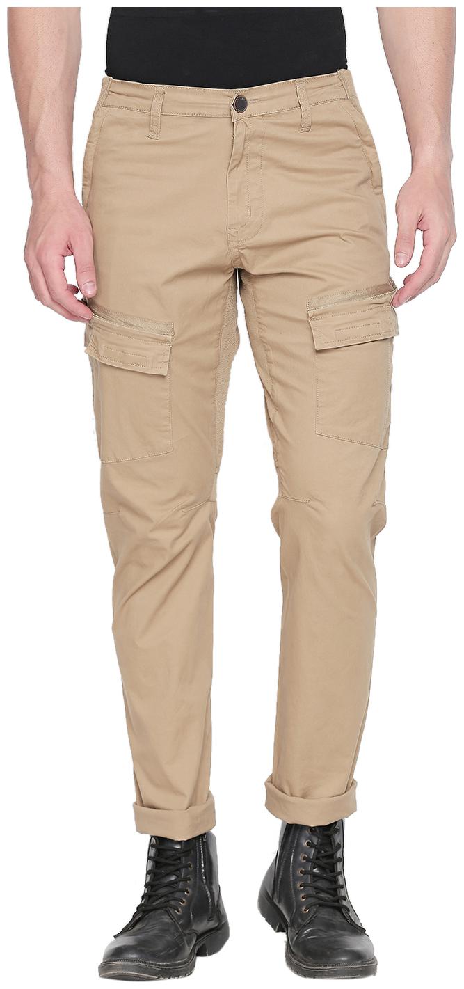 

Beevee Men Cotton Blend Solid Casual Trouser Beige