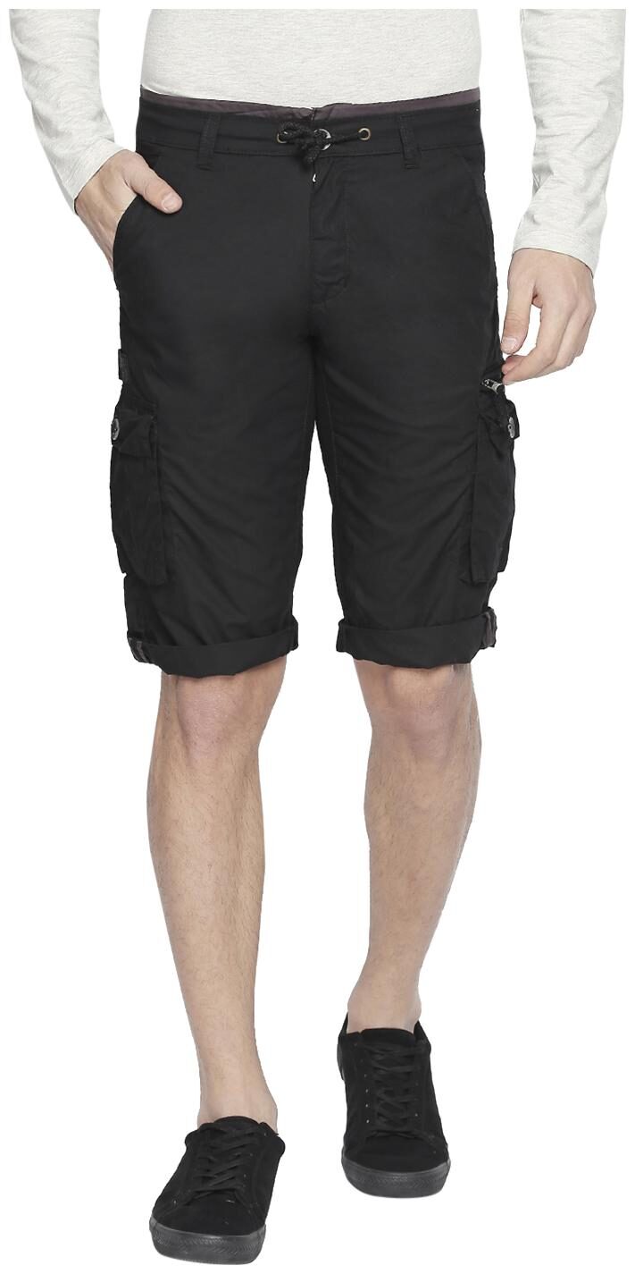 

Beevee Men Cotton Solid shorts Black