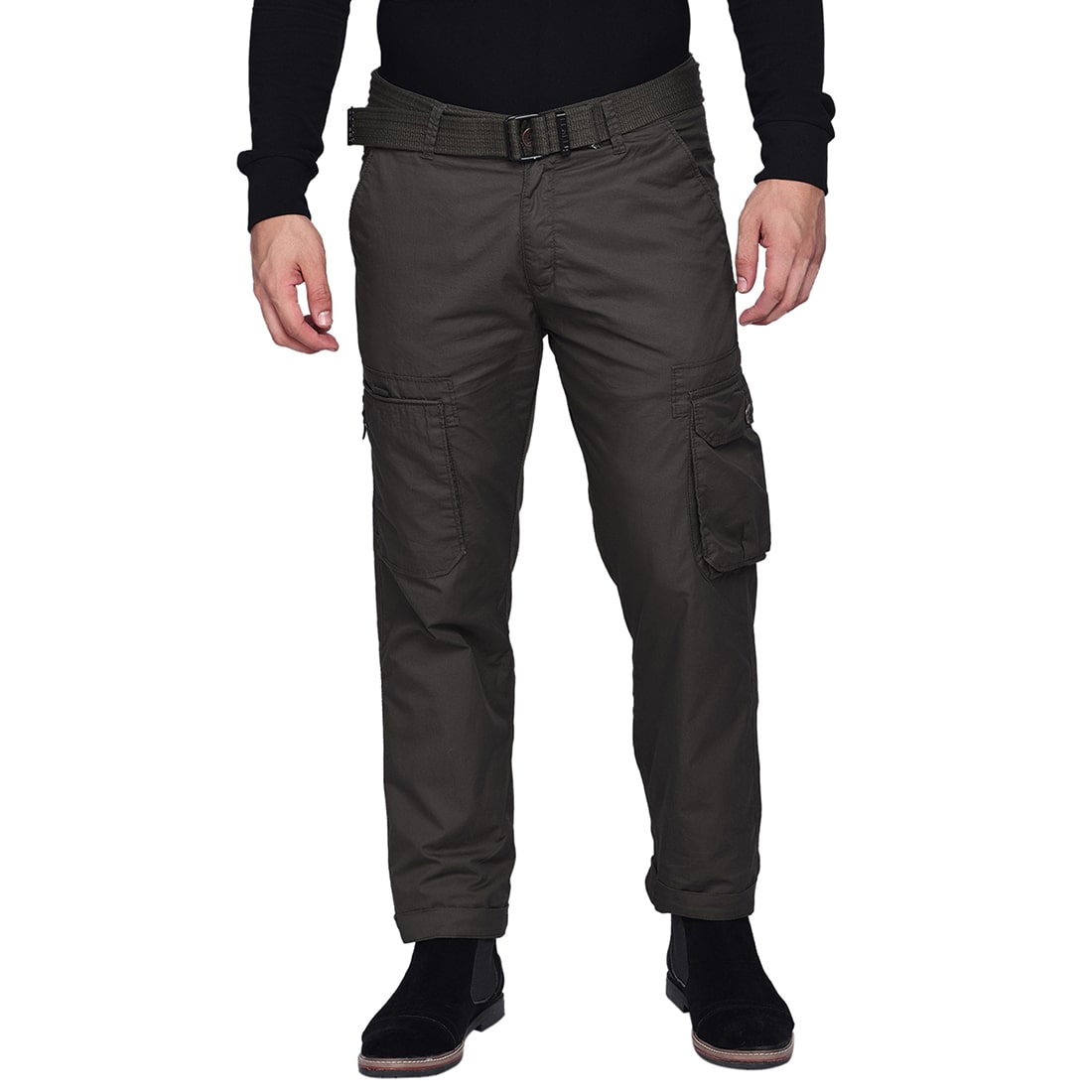 

Beevee Men Grey Solid Regular fit Cargos