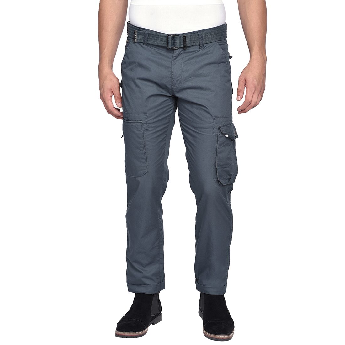 

Beevee Men Grey Solid Regular fit Cargos