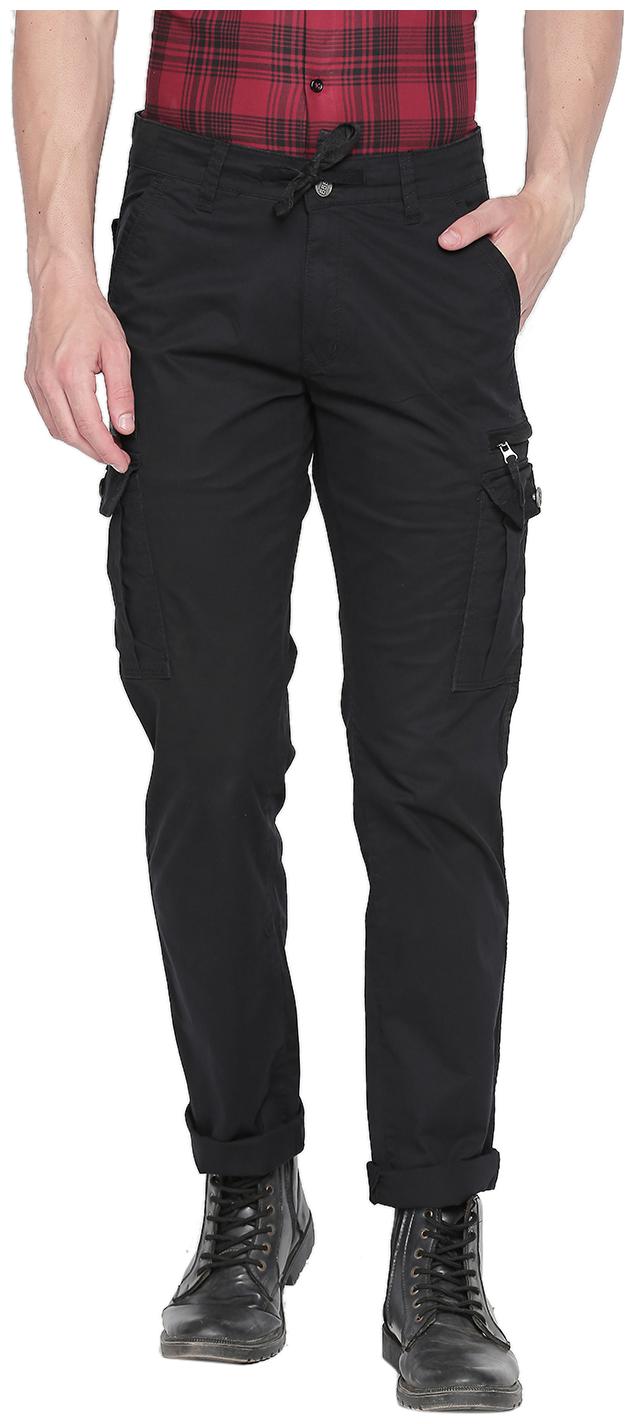 

Beevee Men Cotton Blend Solid Casual Trouser Black