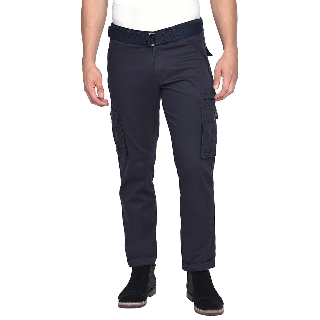 

Beevee Men Navy blue Solid Regular fit Cargos