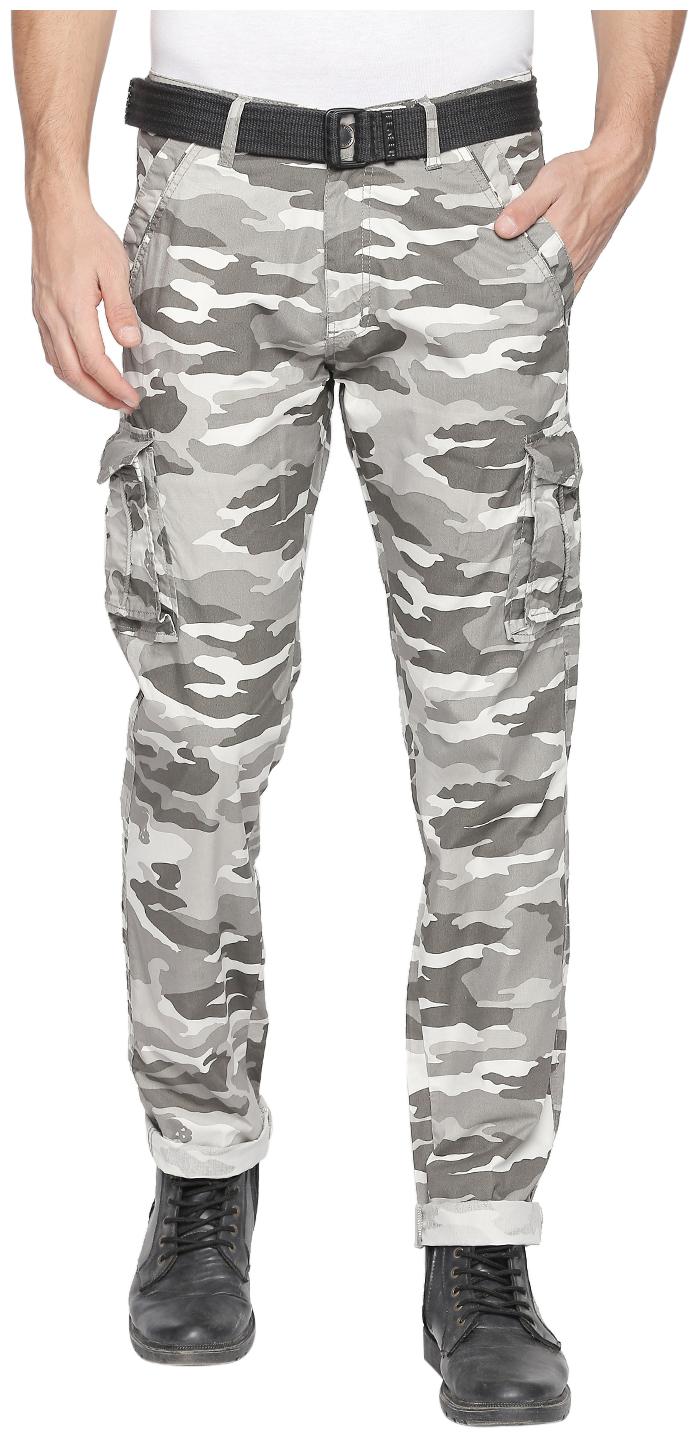 

Beevee Men Grey White Camouflage Regular fit Wrinkle free Cargos