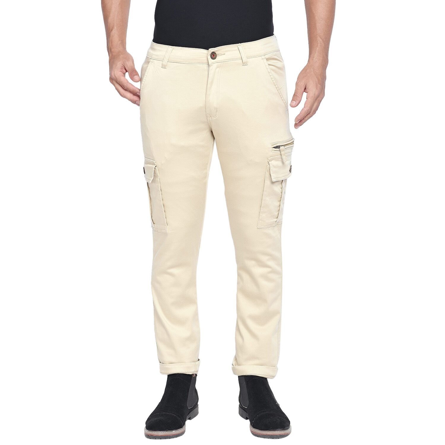 

Beevee Men Beige Solid Regular fit Cargos