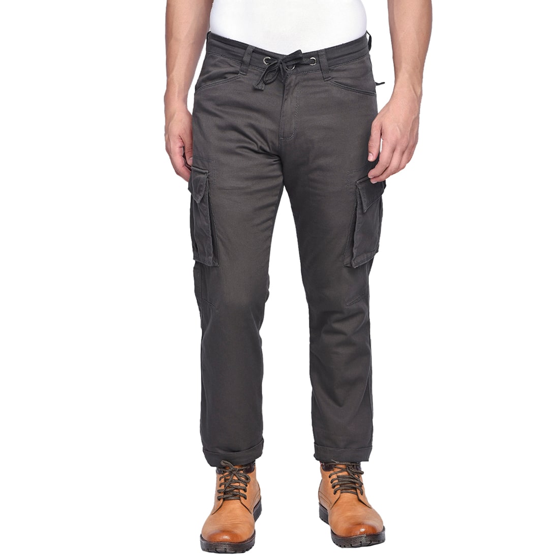 

Beevee Men Grey Solid Regular fit Cargos