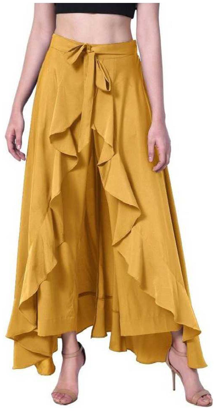 

BEF FASHION Yellow Solid Flared Palazzo