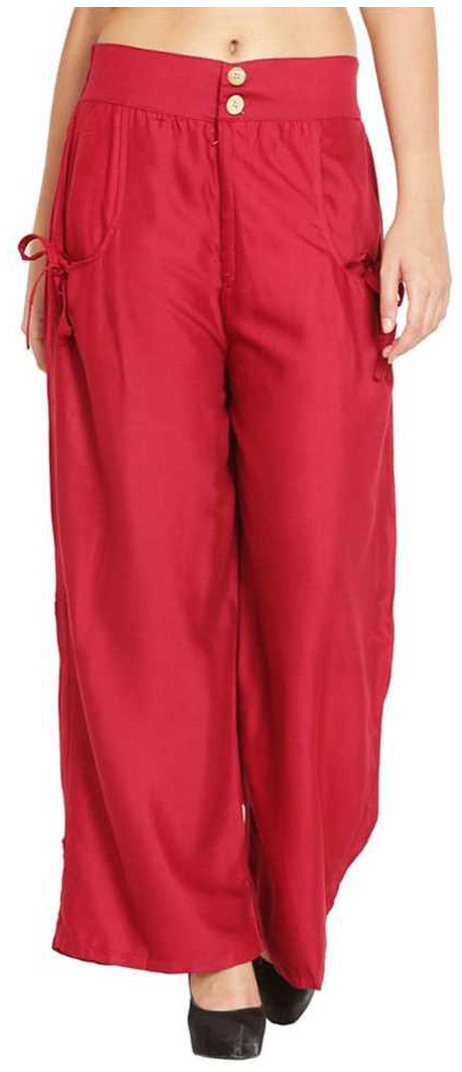 

BEF FASHION Red Solid Flared Palazzo